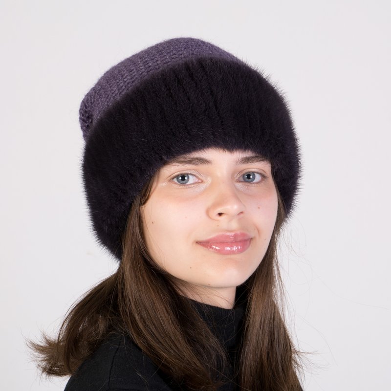 Beanie Fur Hat Winter Real Fur Hat Warm Mink Hat Fur Pom Pom Hat Knit Fur Hat - Hats & Caps - Wool Multicolor