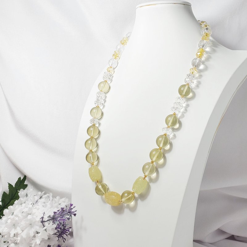 頂級金綠柱石 回紋 黃水晶 白水晶 招財 富貴 項鍊 單品 禮物 - 項鍊 - 寶石 黃色