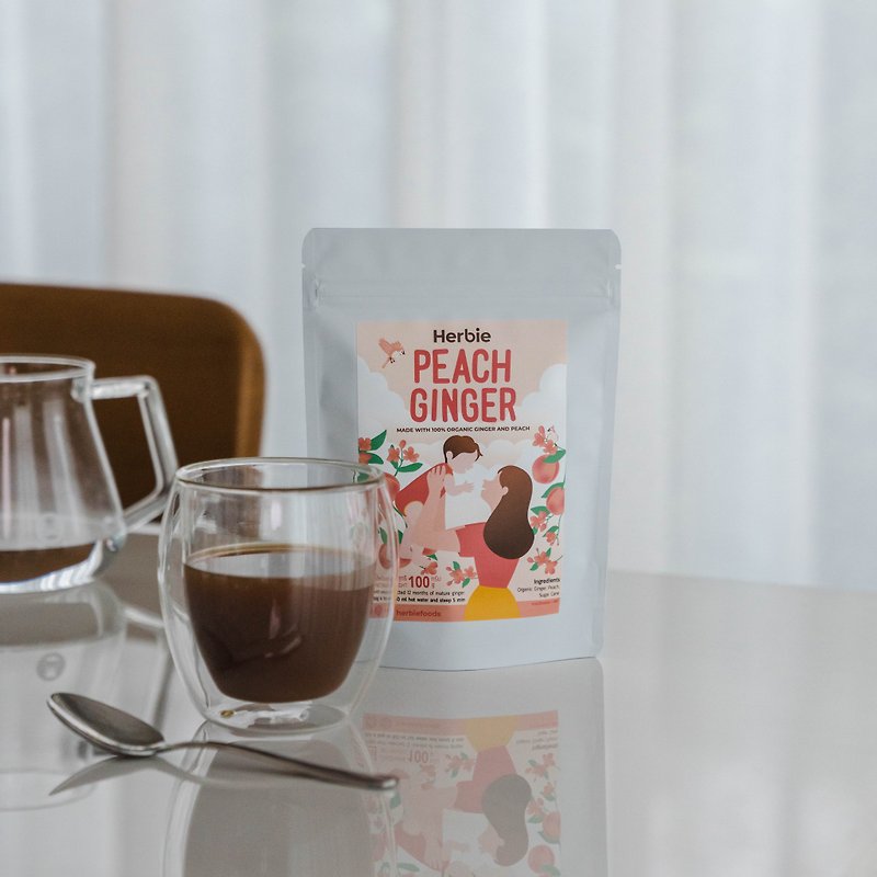 Peach Ginger 100 g | Organic Ginger and peach powder - Fruit & Vegetable Juice - Plants & Flowers Pink