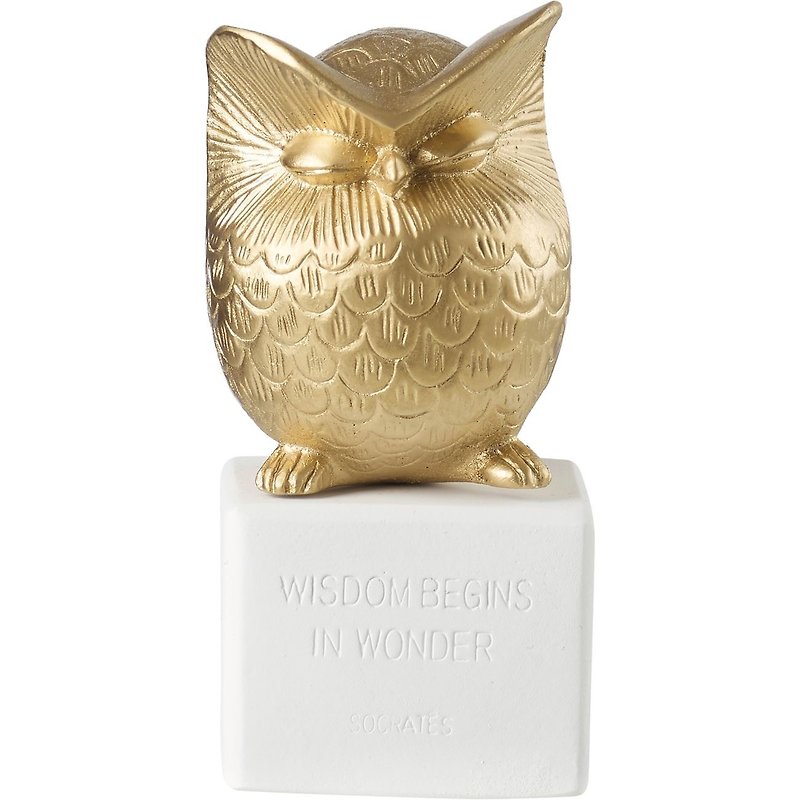 Ancient Greek Cute Owl Ornament Owl S (Small-Gold)-Handmade Ceramic Statue - Items for Display - Pottery Gold