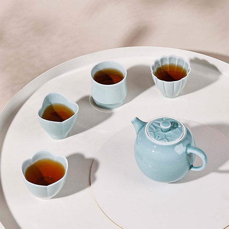 Zhijunzi pure handmade teacup, a pot of four cups, creative tea cup, office tea cup, household tea set, creative ceremony - ถ้วย - ดินเผา 