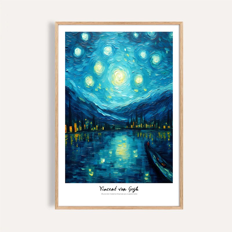 湖畔星夜 Starry Lake / 梵谷風格藝術掛畫 畫芯 海報 - 海報/掛畫/掛布 - 紙 