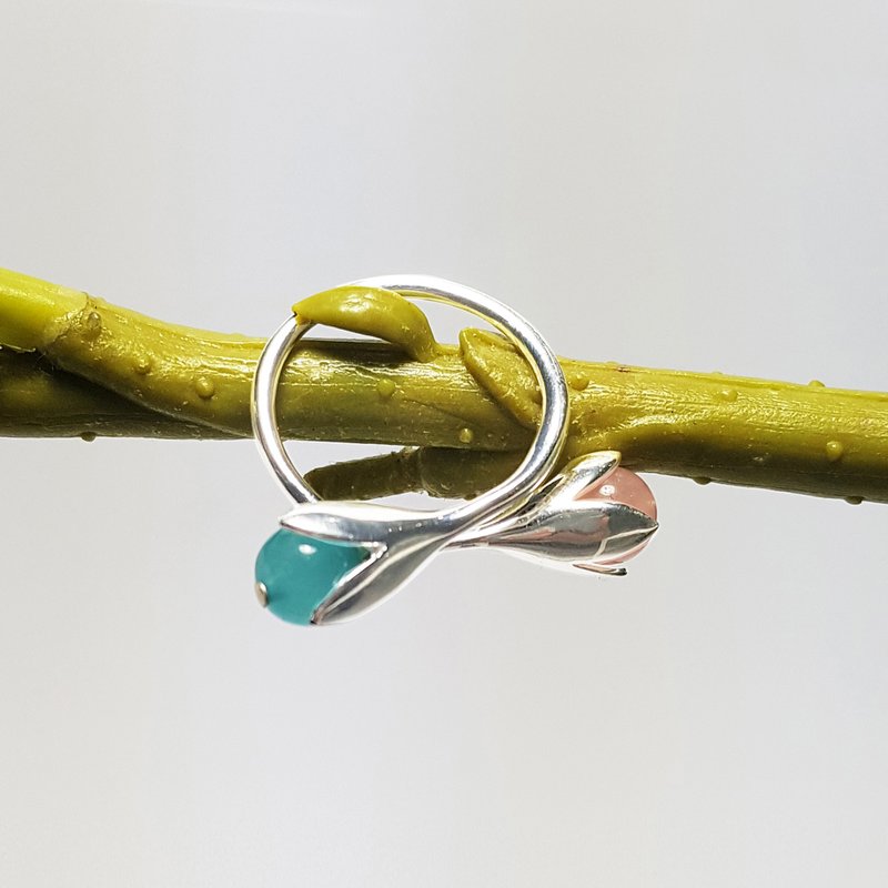 【雙11折扣】Silver ring, Lucky stone , adjustable ring ,Rose Quartz , Aquamarine - 戒指 - 純銀 