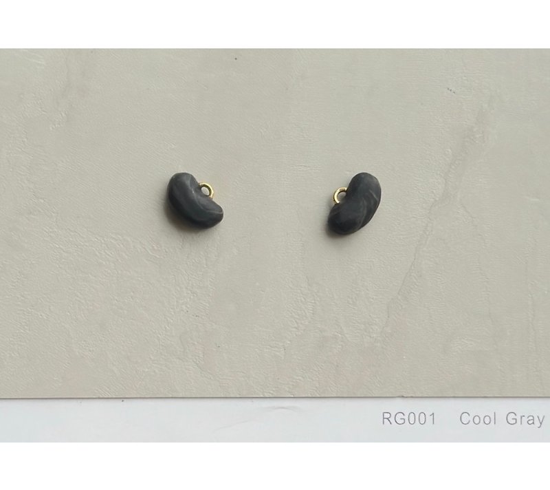Polymer clay jewelry - black bean + metal composite media earrings - can be made into ear pins or Clip-On - Earrings & Clip-ons - Other Materials Black