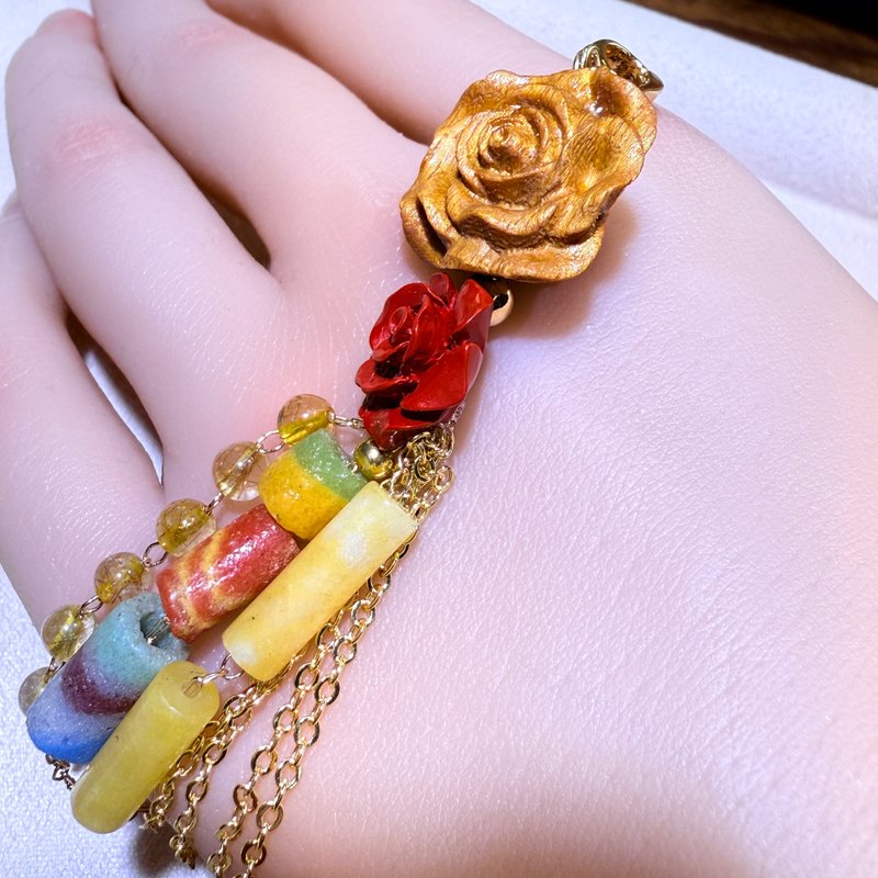 Cinnabar Rose Artisanal Pendant - Charms - Other Materials Orange