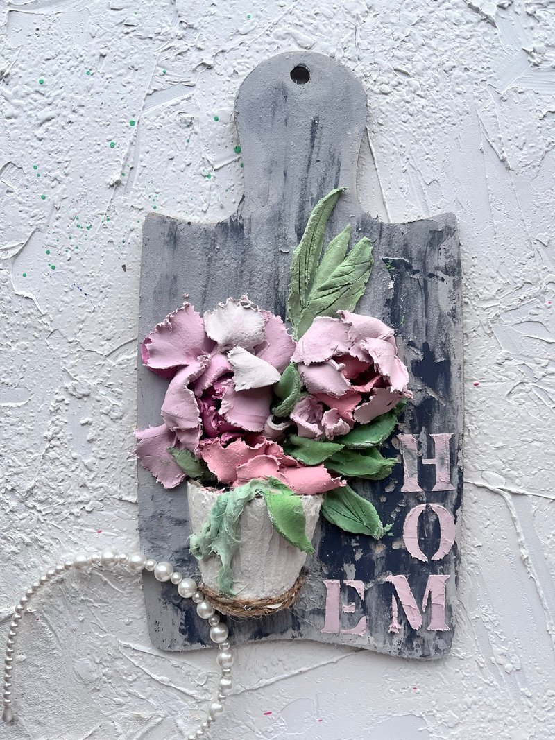 Home Decor 3d painting Flowers painting sculptural painting wall art Christmas - 壁貼/牆壁裝飾 - 其他材質 灰色