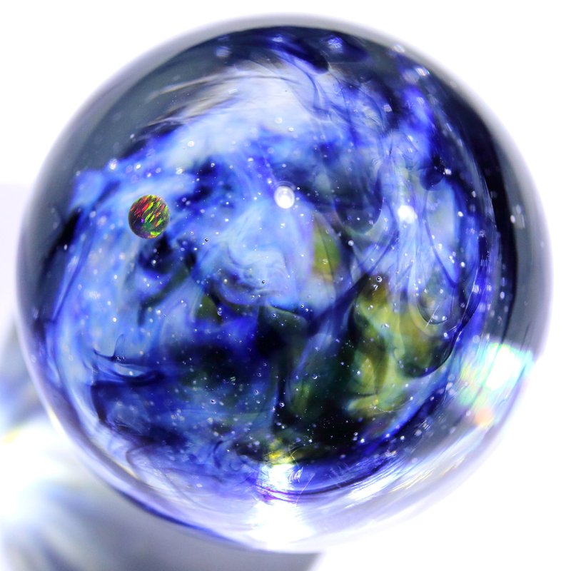 50mm Galaxy Glass Marble with Dual-Sided Nebula Design no.M192 - Items for Display - Glass Blue