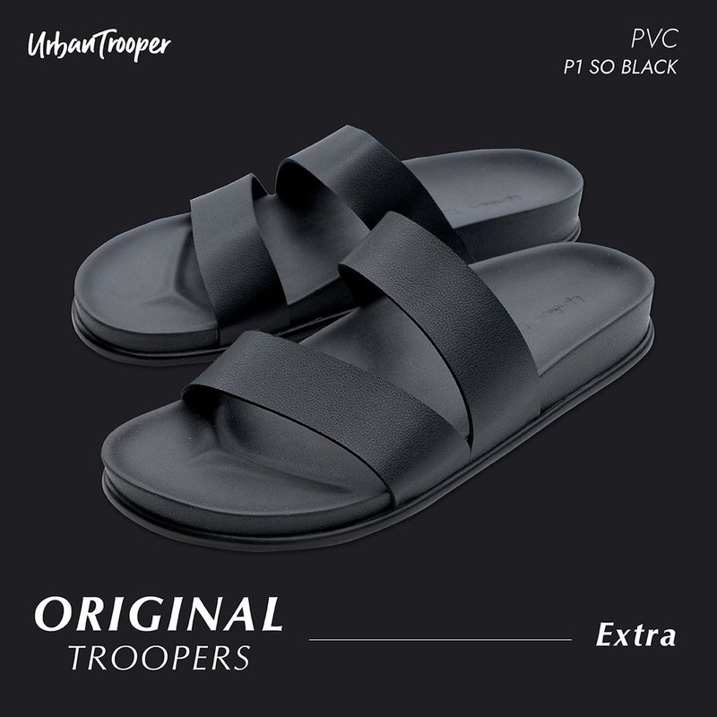 Urban Trooper Original Troopers 'PVC' Leather Black Sole Shoes - Slippers - Faux Leather 