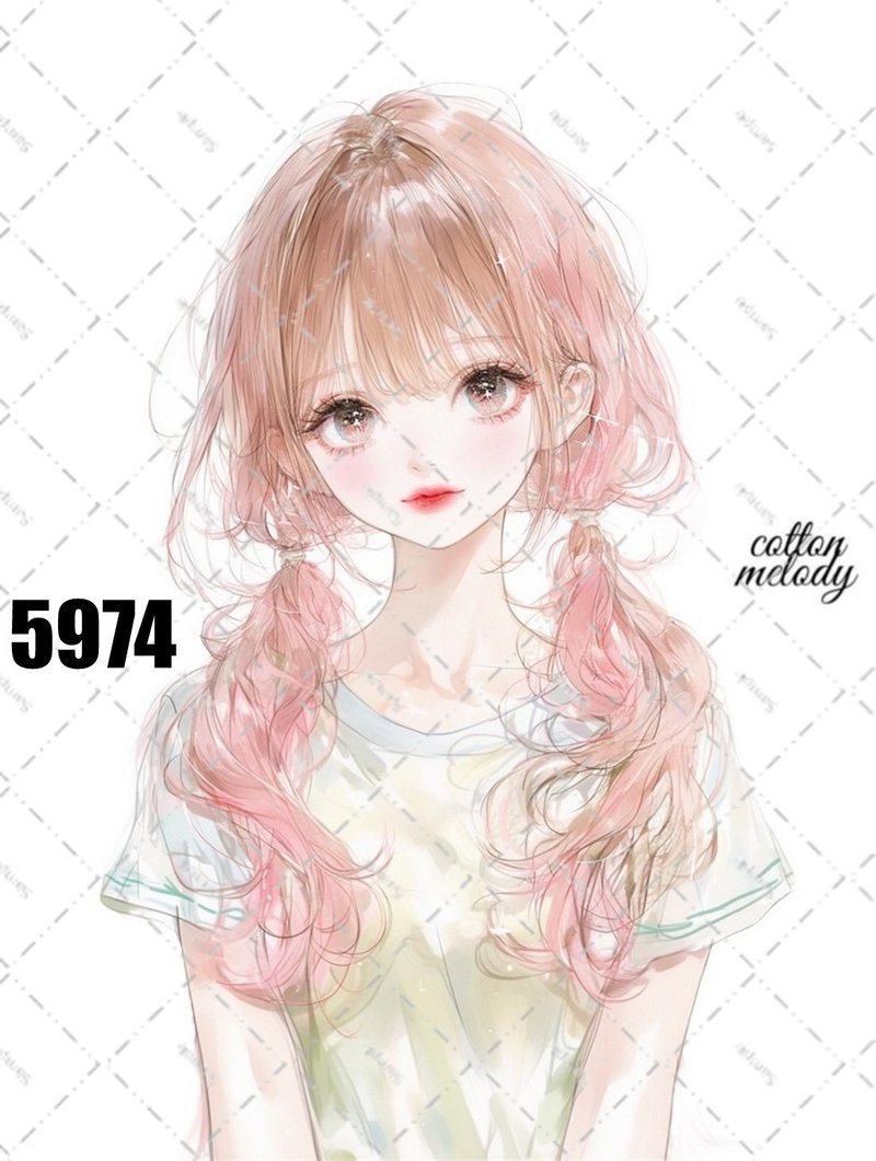 original sticker no.5974 人物ステッカー オリジナルステッカー 人物ステッカー 女の子ステッカー オリジナル人物ステッカー - 貼紙 - 紙 