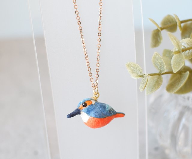 和紙アクセサリー ネックレス カワセミ 野鳥 鳥 - ショップ 和紙