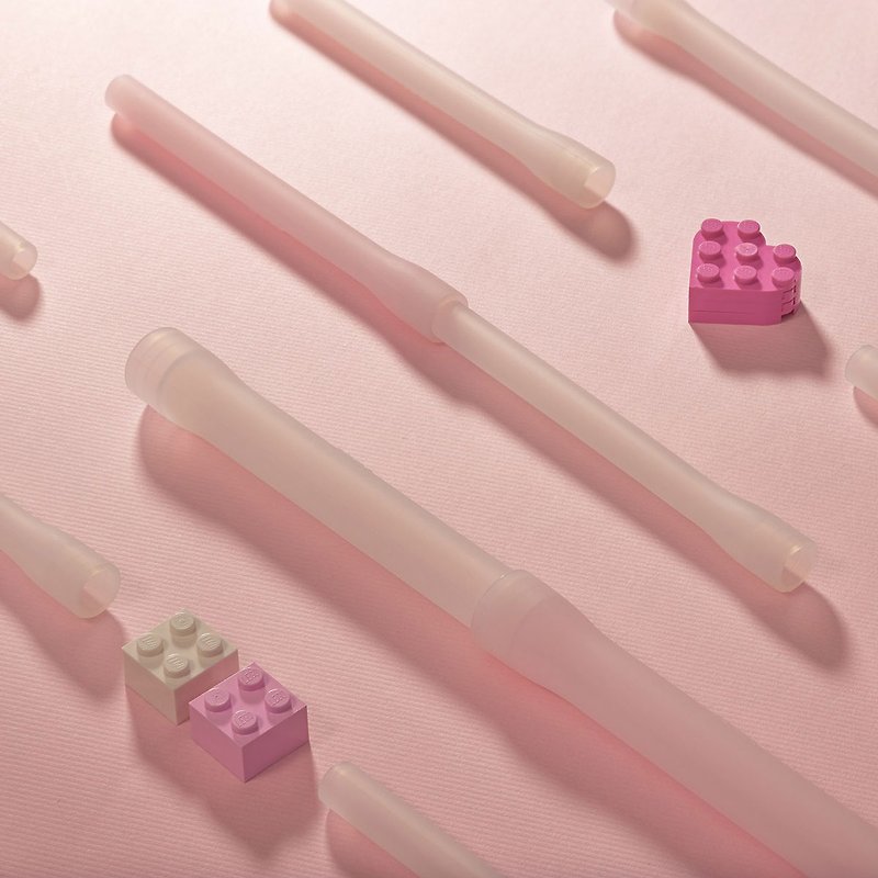 YCCT Building Block Silicone Straw-Sakura Pink-Versatile Drink Cups of Various Heights - Reusable Straws - Silicone Pink