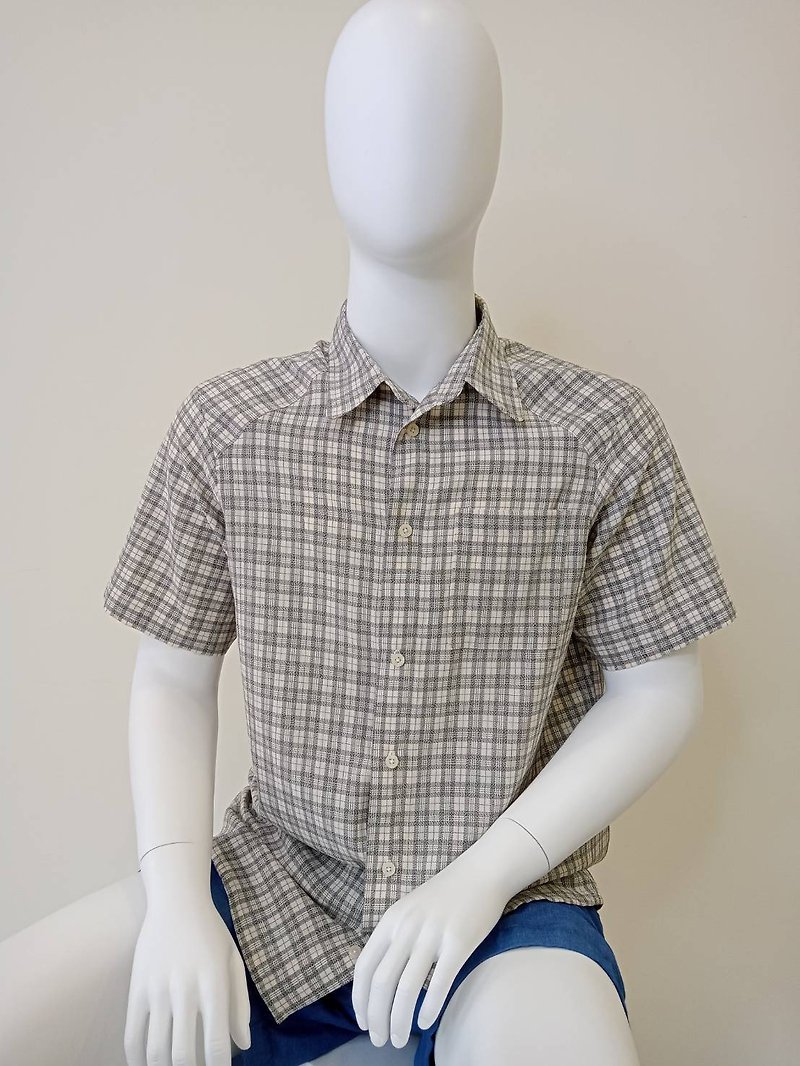(In stock) Men's retro plaid casual shirt - เสื้อเชิ้ตผู้ชาย - ผ้าฝ้าย/ผ้าลินิน 