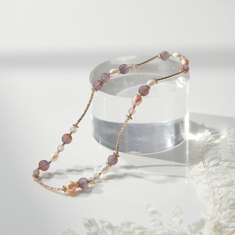 l I see the light l purple titanium gold crystal bracelet noble peach blossom customization - สร้อยข้อมือ - คริสตัล สีม่วง