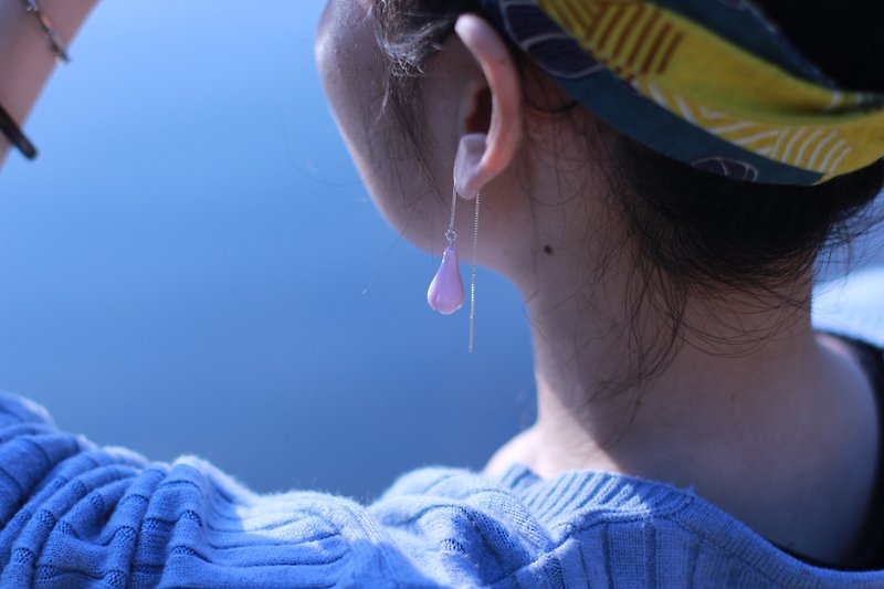 Pink Magnolia Short Ear Hook - Earrings & Clip-ons - Porcelain 