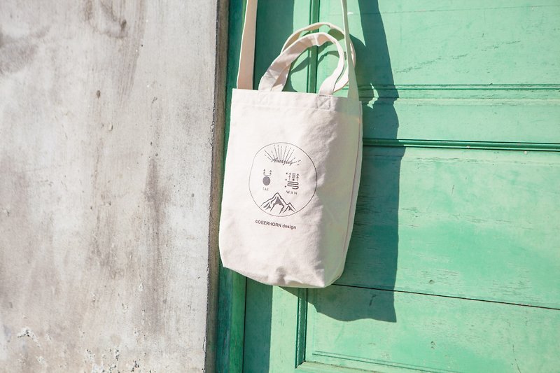 Deerhorn design / Antler Taiwan Canvas Bag Shoulder Carry Side Back - Messenger Bags & Sling Bags - Other Materials White