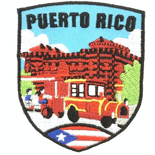 A-ONE 波多黎各地標 觀光遊覽車 PATCH 刺繡徽章 胸章 立體繡貼 裝飾