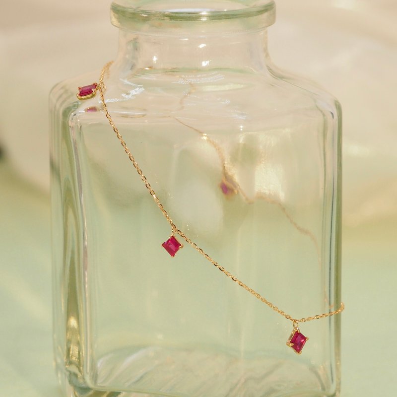 18K金紅寶石手鏈 18K Gold Ruby Square Gemmy Bracelet - 手鍊/手環 - 貴金屬 