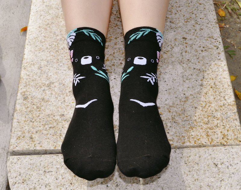 Taiwanimal Bay A Mochi_Bear‧Love You_Flat Socks - Socks - Cotton & Hemp Multicolor