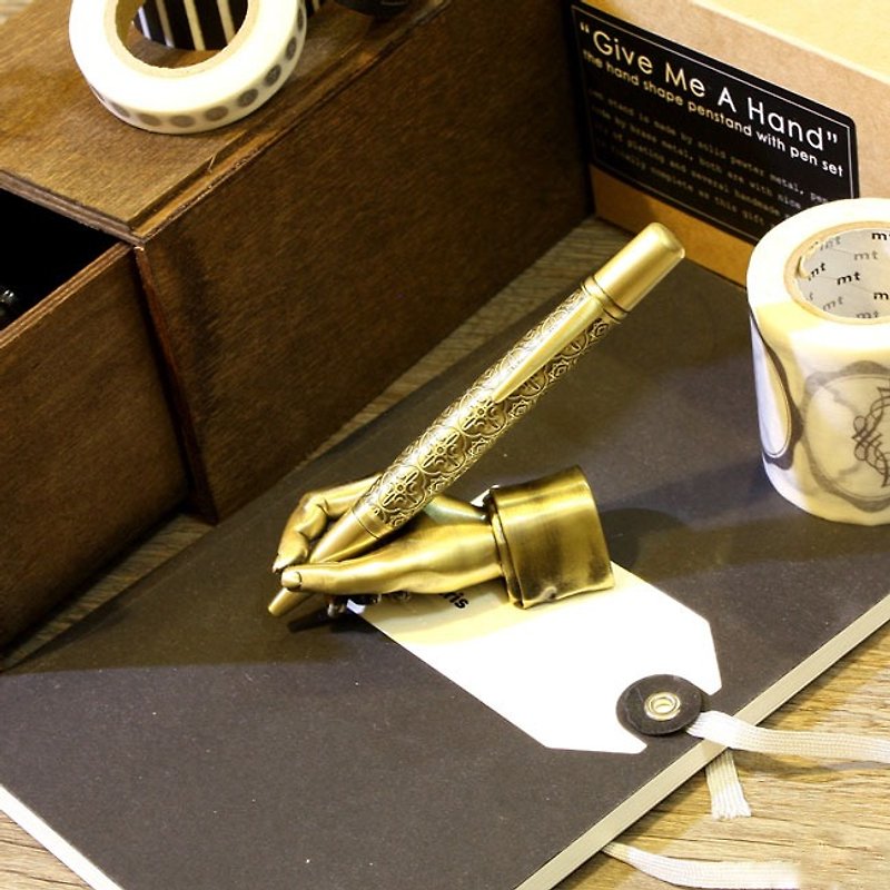 ARTEX lifeシリーズ手をあげる手ペンホルダーブロンズ/ローミング - その他のペン - 銅・真鍮 ゴールド