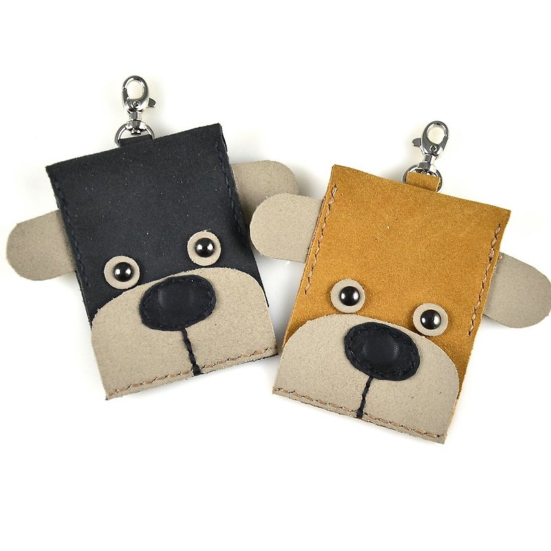 (U6.JP6 handmade leather goods) handmade leather animal puppy shape leisure card set - ที่ใส่บัตรคล้องคอ - หนังแท้ สีน้ำเงิน