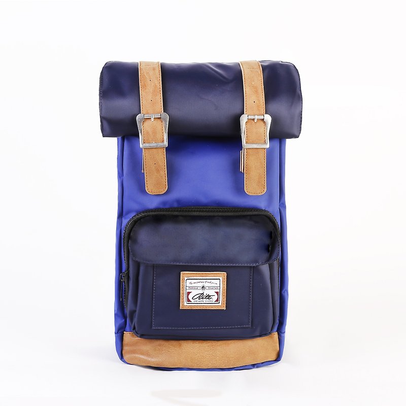 RITE twin package ║ flight bag x vintage bag (M) - special guest book section - nylon nylon feet x sapphire blue ║ - กระเป๋าเป้สะพายหลัง - พลาสติก สีน้ำเงิน