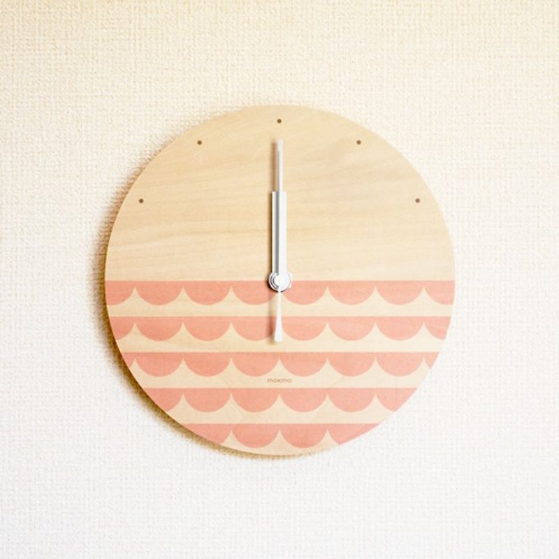 掛鐘 木紋與平面設計 E04 - 時鐘/鬧鐘 - 木頭 粉紅色