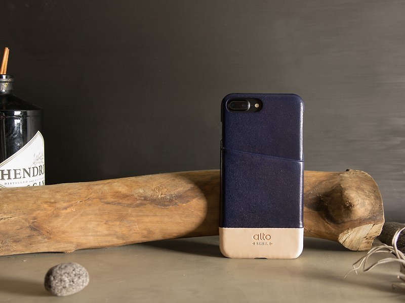 Alto iPhone 8 Plus Leather Case Back Cover 5.5吋 Metro - Navy/Essence - Phone Cases - Genuine Leather Blue