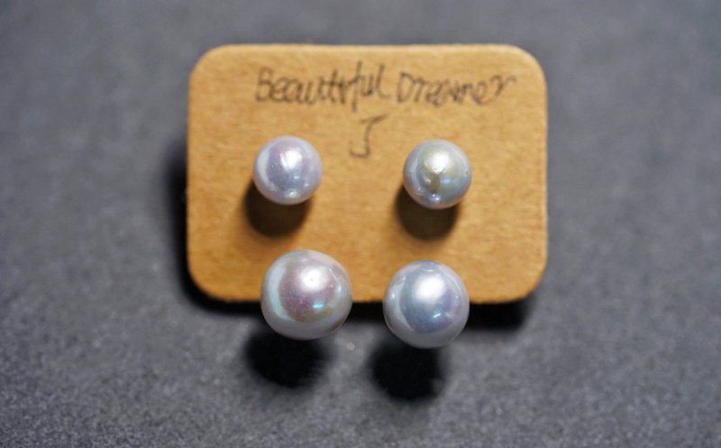 Sterling silver hand - made Japanese true multi - hemp pearl stud earrings - ต่างหู - ไข่มุก หลากหลายสี