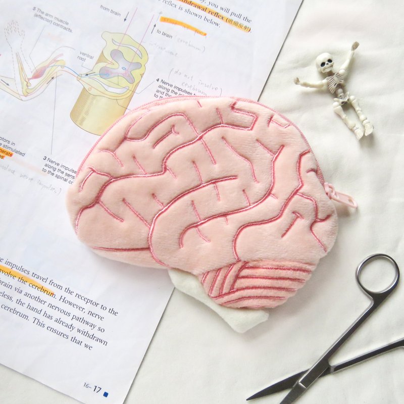 脳ぬいぐるみバッグ/理系学生必需品 - コインケース・小銭入れ - その他の素材 ピンク