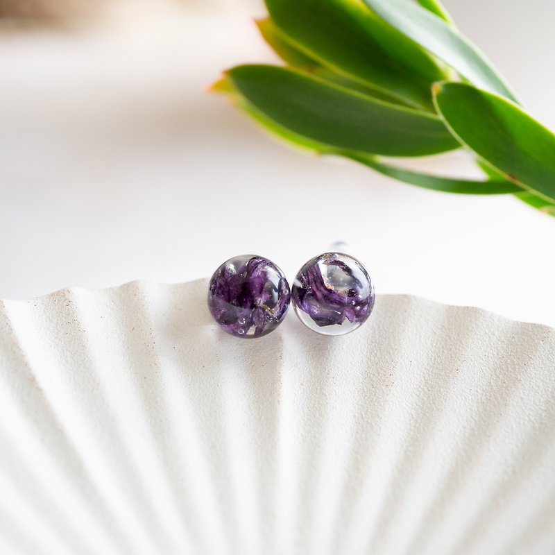 ブルーマローピアス - 耳環/耳夾 - 樹脂 紫色