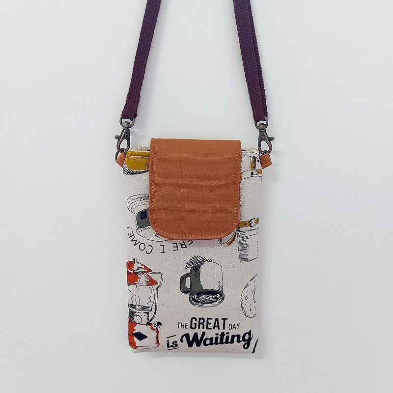 Crossbody/Neck Hanging Phone Bag - Camping Fun - เคส/ซองมือถือ - ผ้าฝ้าย/ผ้าลินิน 