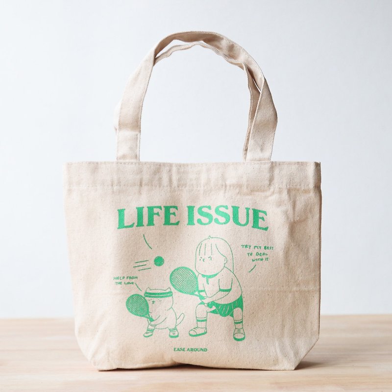 กระเป๋าผ้า LIFE ISSUE (VIBRANT GREEN) - กระเป๋าถือ - ผ้าฝ้าย/ผ้าลินิน ขาว