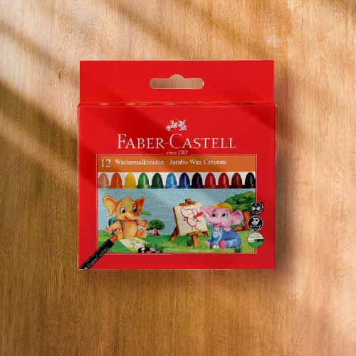 文聚 Faber-Castell 大象粗芯蠟筆-12色(原廠正貨)