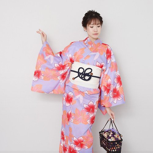 fuukakimono 日本 和服 梭織 女性 浴衣 腰封 2件組 F Size x26-3b yukata
