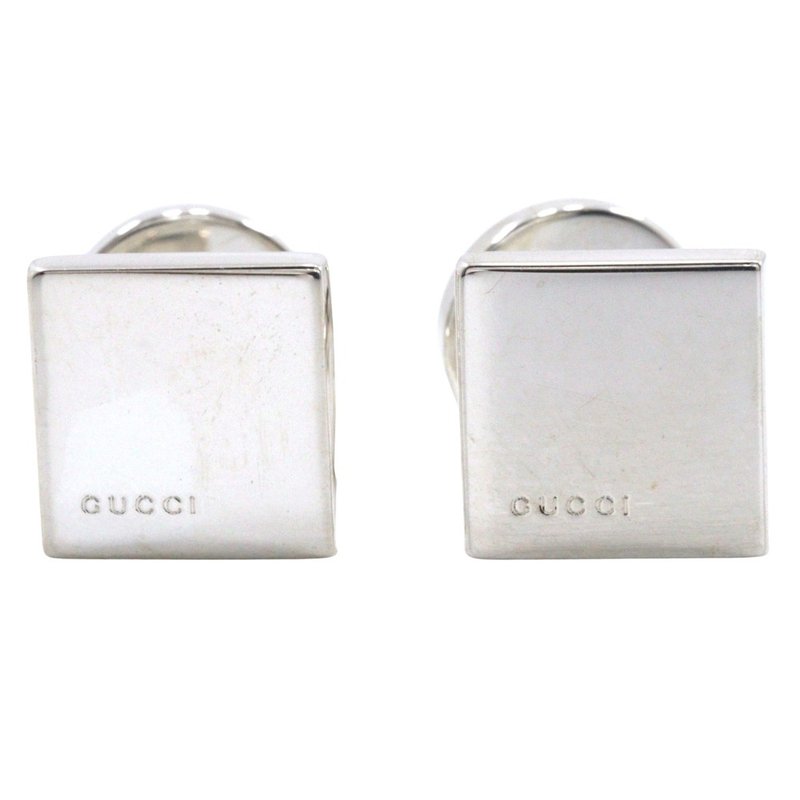 【日本直送】グッチ GUCCI スクエアロゴ カフス シルバー925 スクエア メンズ【中古】 - 袖扣 - 銀 銀色