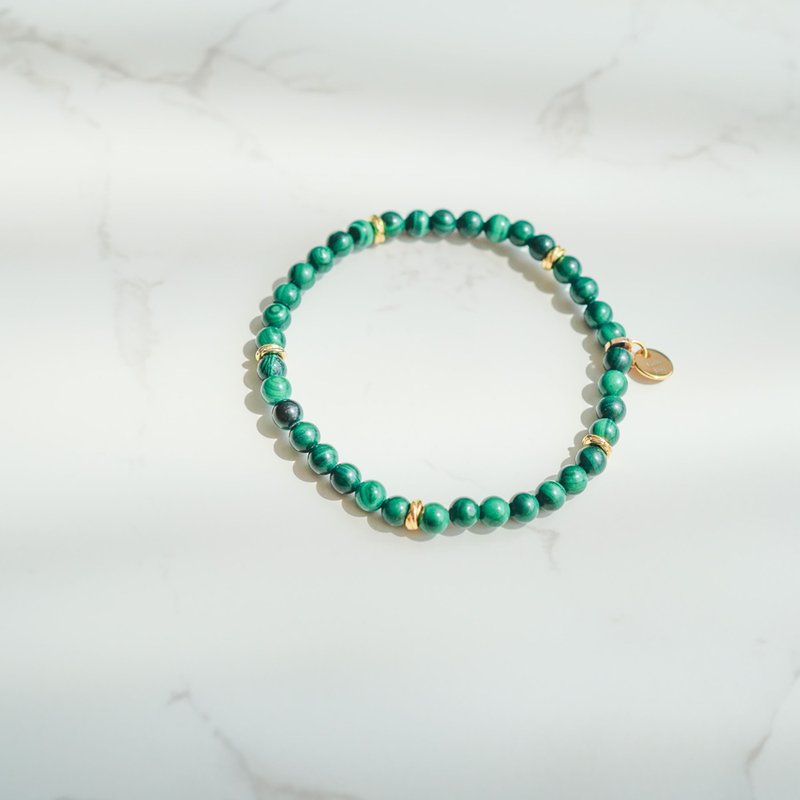 Natural malachite 925 sterling silver bracelet - สร้อยข้อมือ - คริสตัล หลากหลายสี