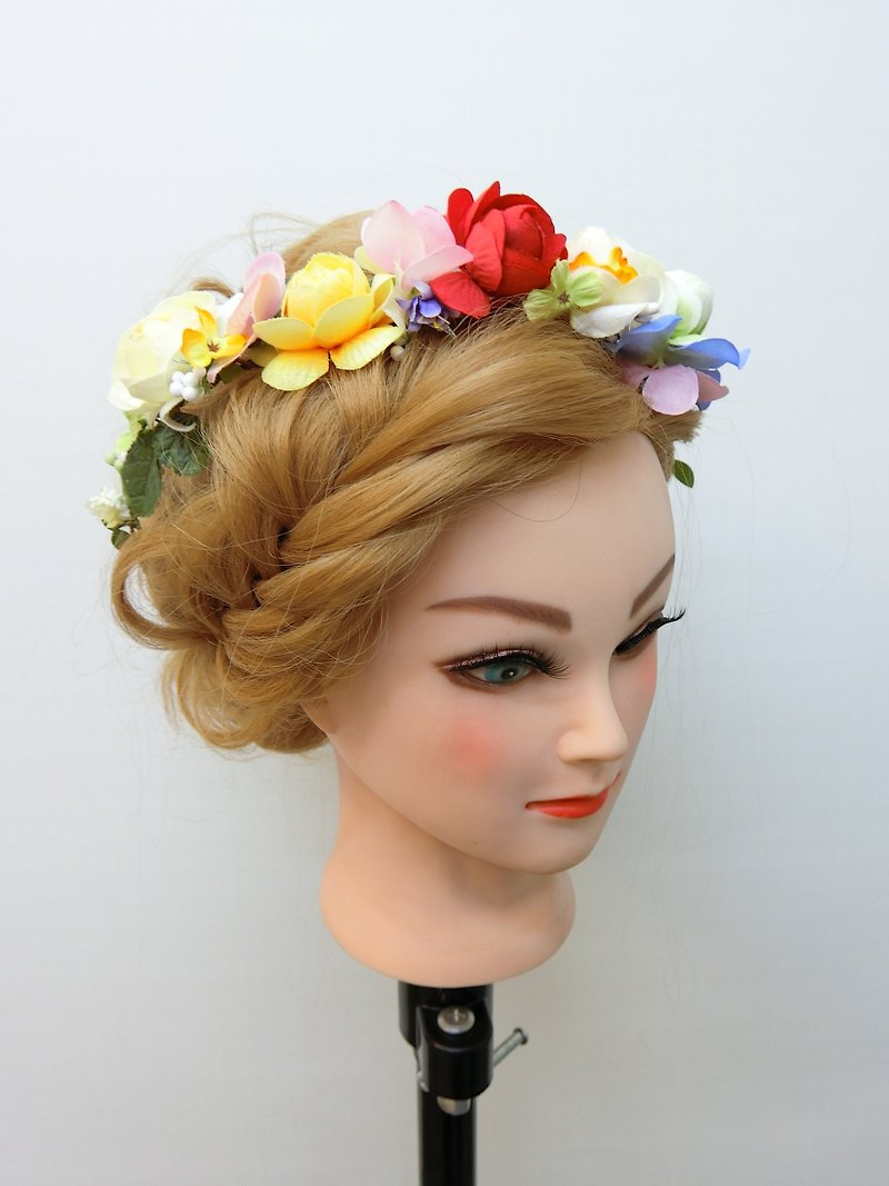 Dream Garden Series - floral headdress F004016-004 - เครื่องประดับผม - วัสดุอื่นๆ หลากหลายสี
