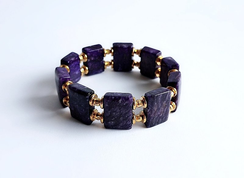 Gemstone ‧ royal natural mineral purple dragon brass ‧ hand drill - Bracelets - Gemstone Purple