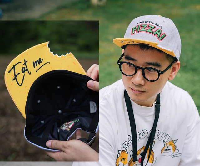 缶詰の本物のピザ、ピザを一口食べる、拡大されたティーンエイジ