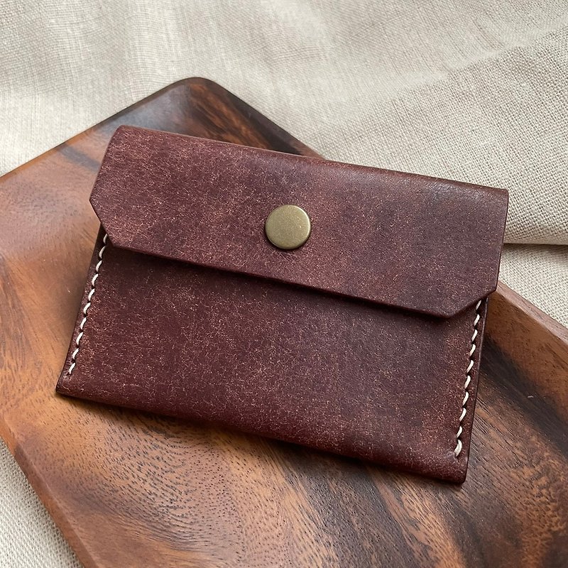 Handmade leather coin purse/business card holder_frosted dark brown