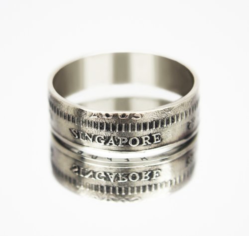 CoinsRingsUkraine Singapore Coin Ring 50 cents 1967-1985 lionfish coin rings for men coin rings