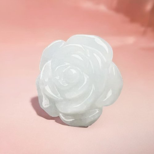 瓔珞珠寶盒 E.L.Jewelry Box 白翡翡翠牡丹花 | 裸石 | 天然緬甸玉翡翠A貨 | 送禮