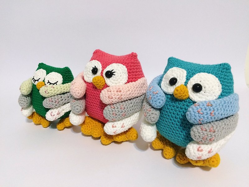 Aprilnana_Customized Owl Scratching Family Wool Doll Knitted Doll - Stuffed Dolls & Figurines - Other Materials Multicolor