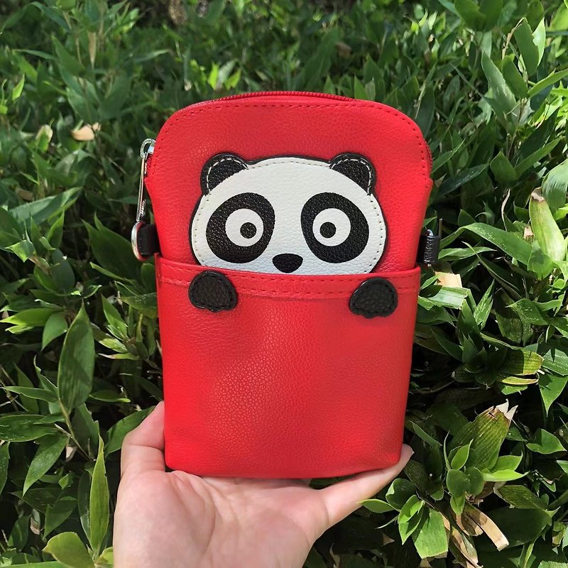 Sleepyville Critters - Panda Crossbody Pouch - Messenger Bags & Sling Bags - Faux Leather Red