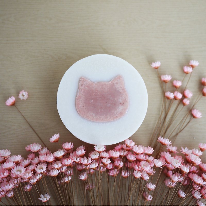 粉紅蜜桃 | 橄欖沐浴貓餅皂 (人用)  | 貓手作 | 果香調 - 沐浴露/番梘 - 植物．花 