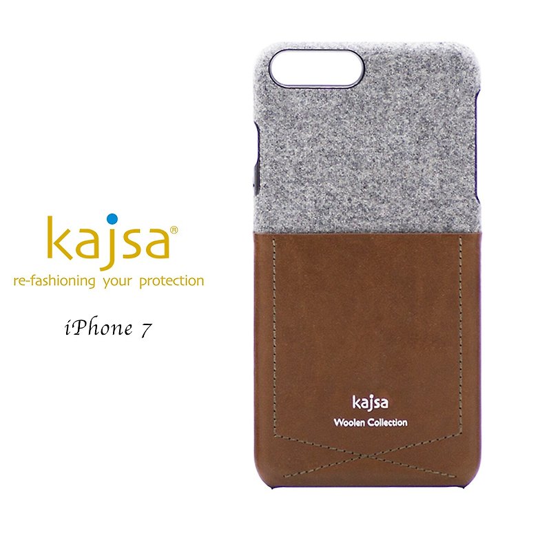 iPhone 7 100%羊絨口袋插卡單蓋手機保護殼（咖啡） - 手機殼/手機套 - 棉．麻 咖啡色
