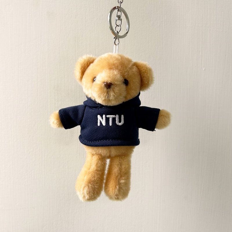 【臺灣大學/臺大】NTU帽T小熊掛飾鑰匙圈_深藍 - 鑰匙圈/鑰匙包 - 棉．麻 藍色