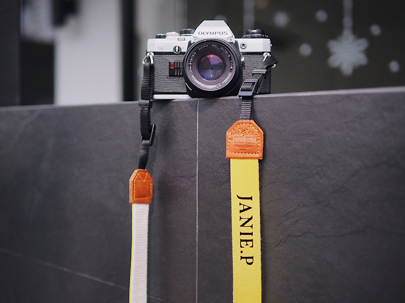 CAMERA STRAP : Personalize name( YELLOW ) SMALL SIZE / YESIDID - Camera Straps & Stands - Other Materials Yellow