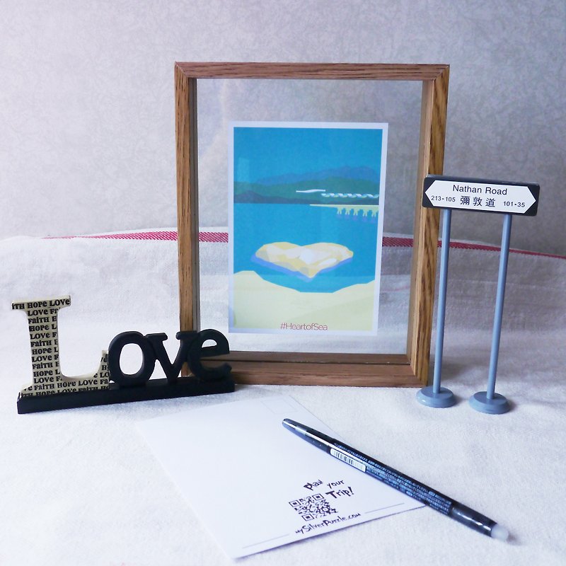 Postcard & wooden photoframe set - กรอบรูป - แก้ว 