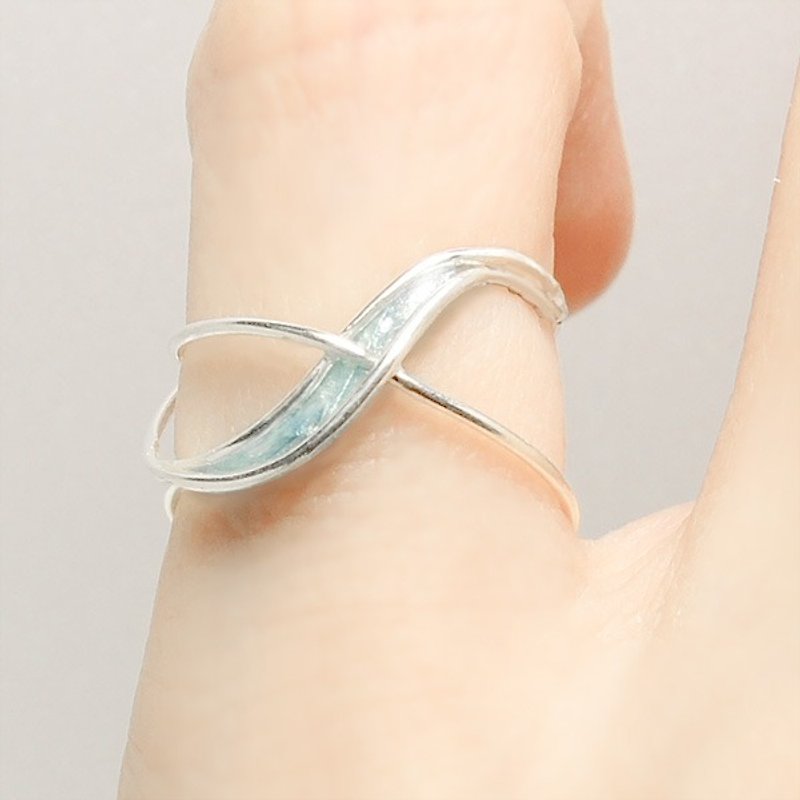 Shallow water blue ~ color X star ring sterling silver ring, there are 5 colors - แหวนทั่วไป - โลหะ สีน้ำเงิน